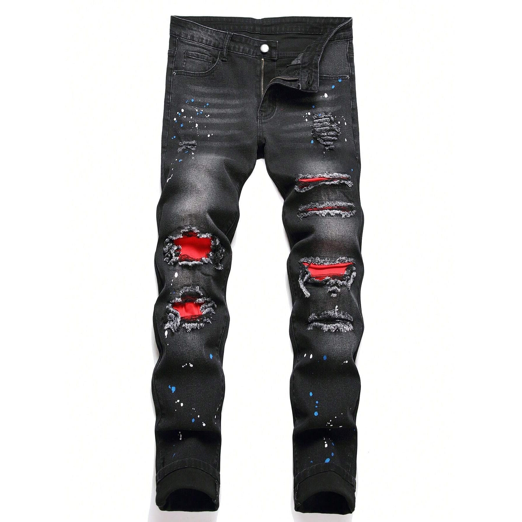 Ripped Black Straight Jeans for Men - originaledrip 34.00