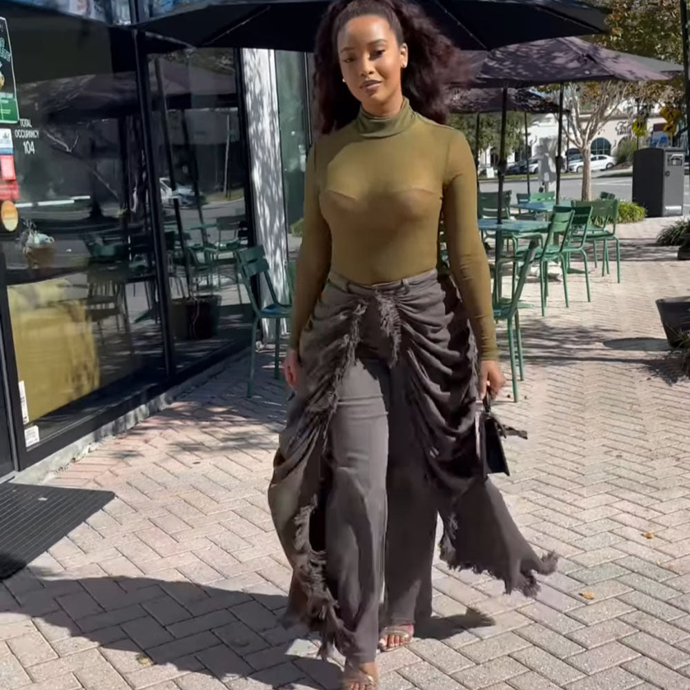 Rounded-leg straight-leg pants - originaledrip 35.00