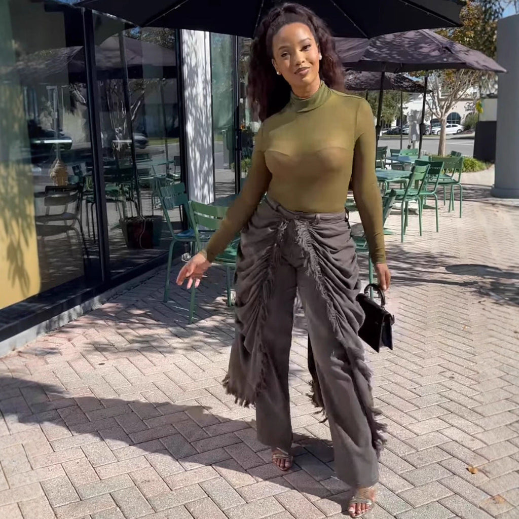 Rounded-leg straight-leg pants - originaledrip 35.00