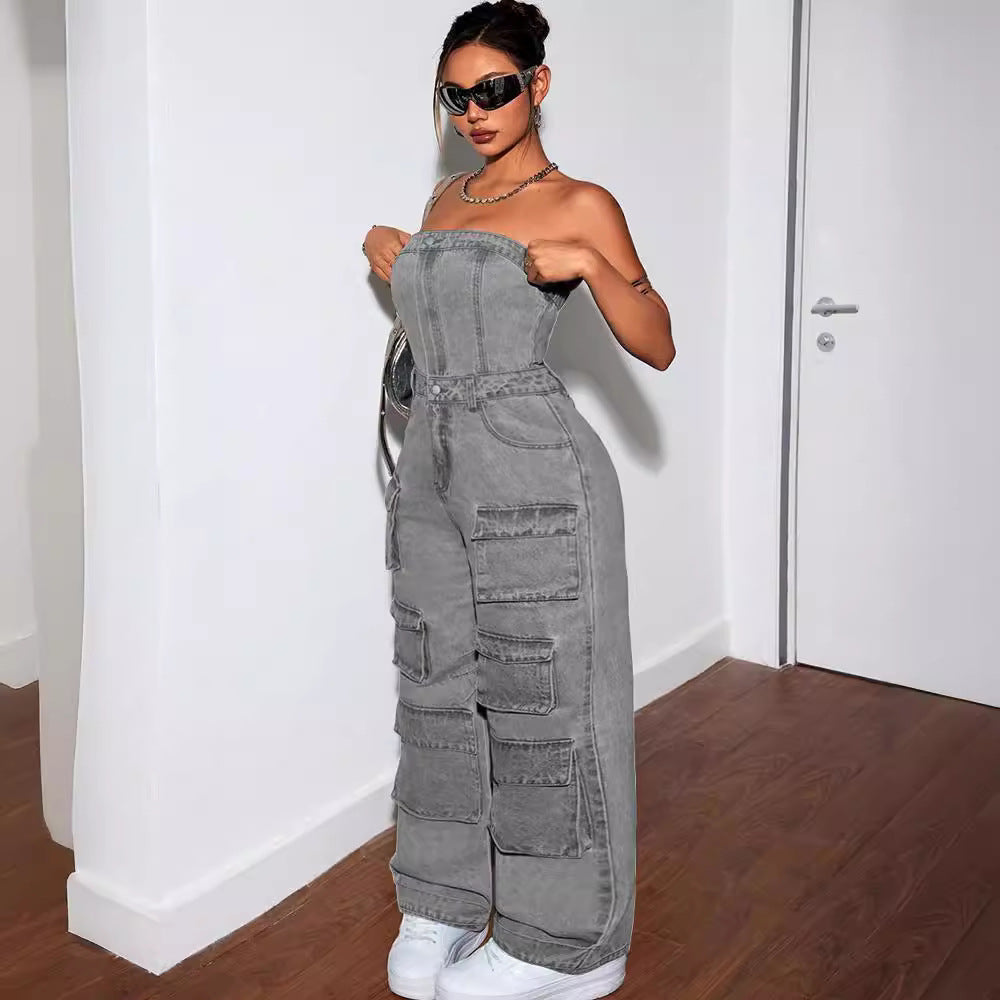 Tuta intera da donna in denim