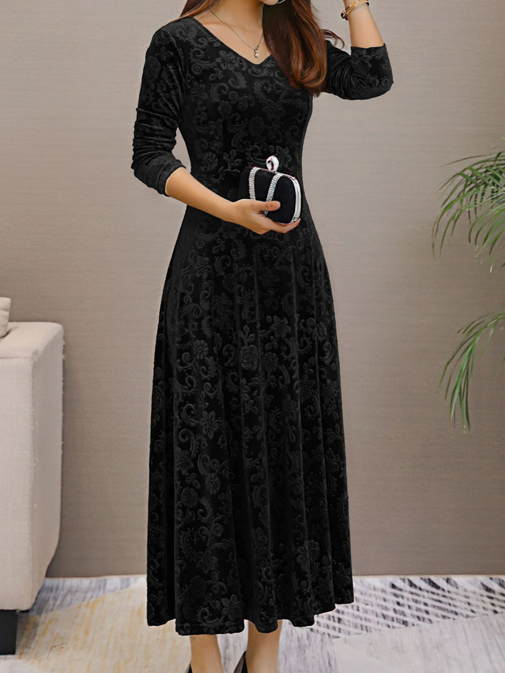 Velvet Midi Dress for Women