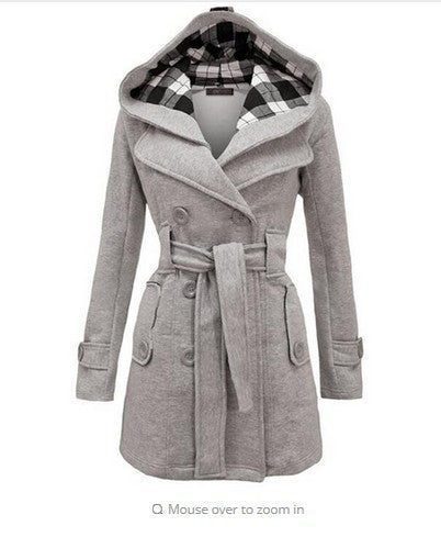 Cappotto Plaid con Cappuccio e Cintura – Taglio Slim e Chiusura Double-Breasted originaledrip