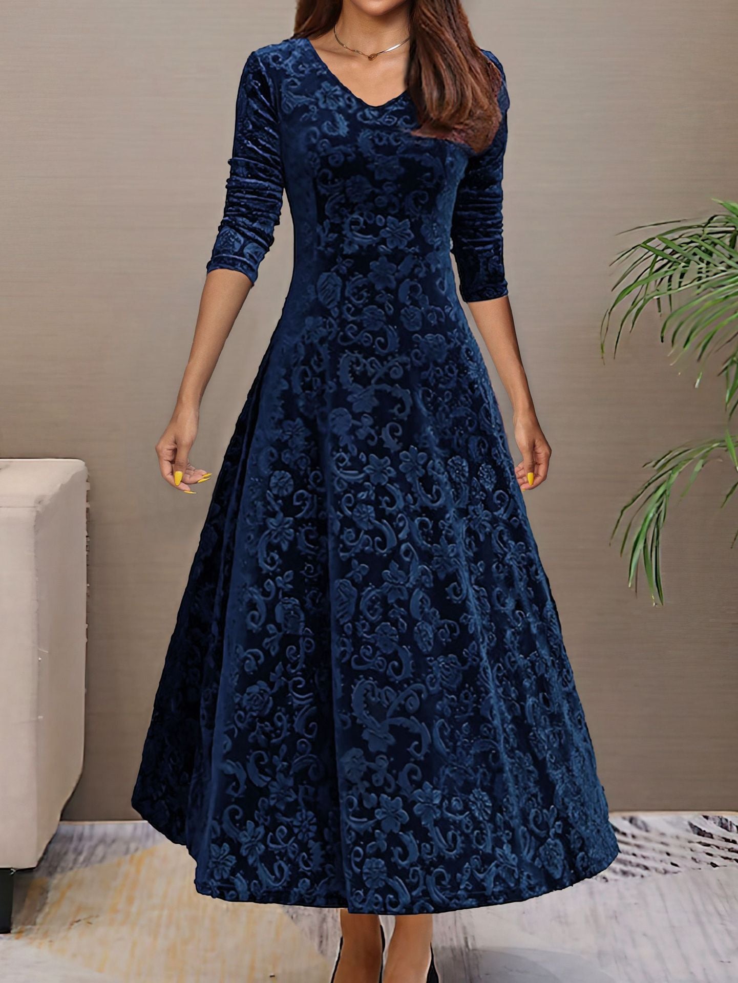 Velvet Midi Dress for Women