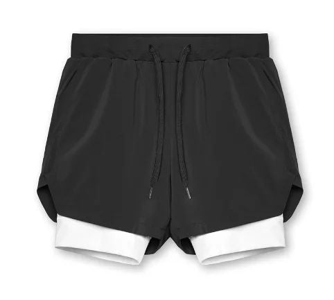 Pantaloncini sportivi da corsa 2 in 1 da uomo
