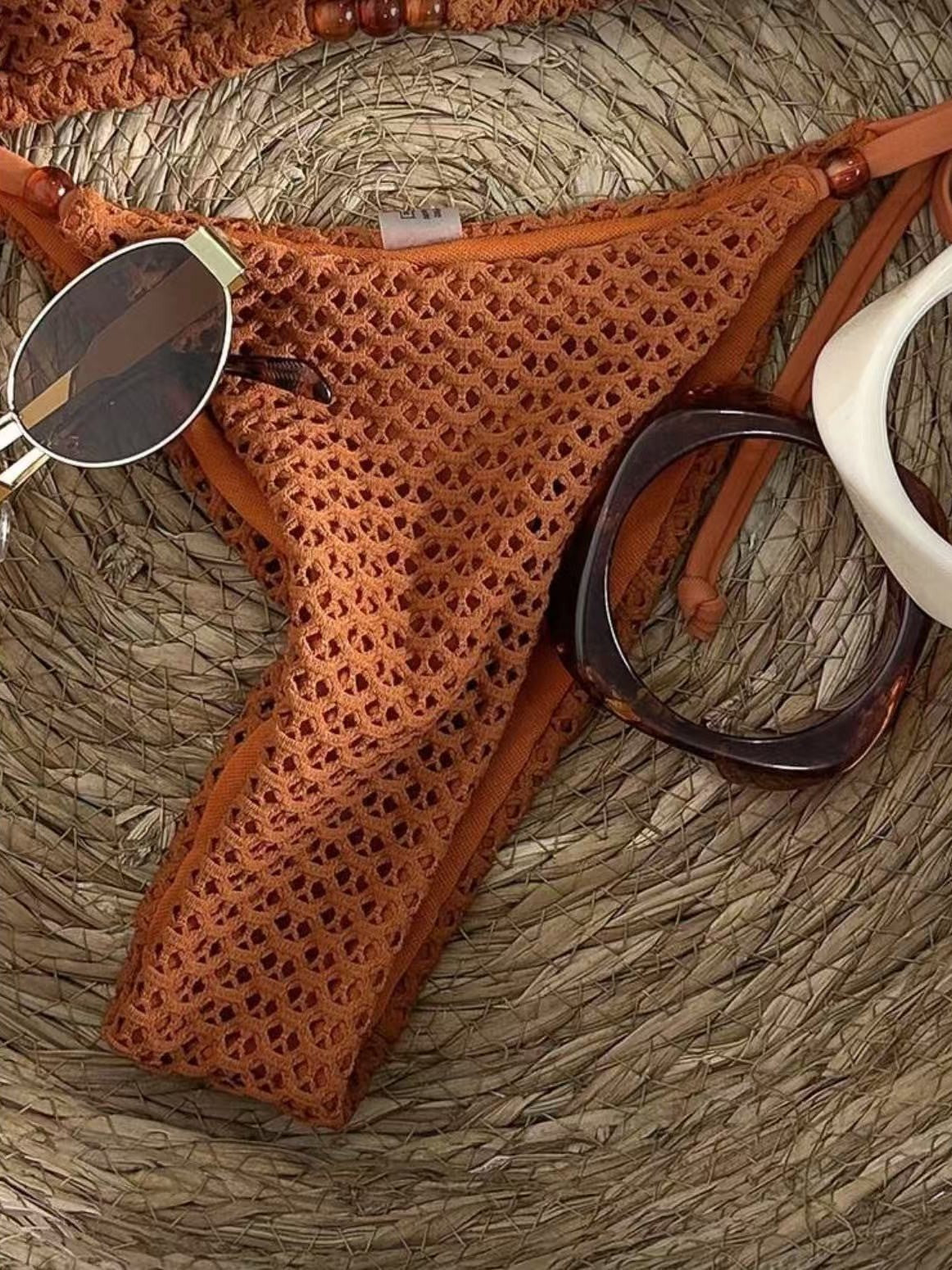 Costume da bagno bikini a due pezzi da donna con allacciatura al collo, imbottito, ideale per le vacanze al mare.