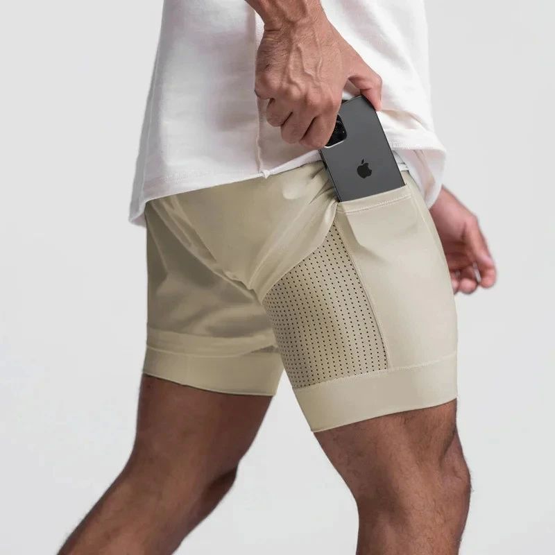 Pantaloncini sportivi da corsa 2 in 1 da uomo