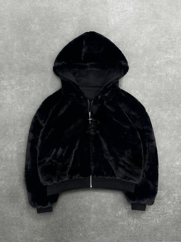 Giacca pullover con cappuccio e cerniera