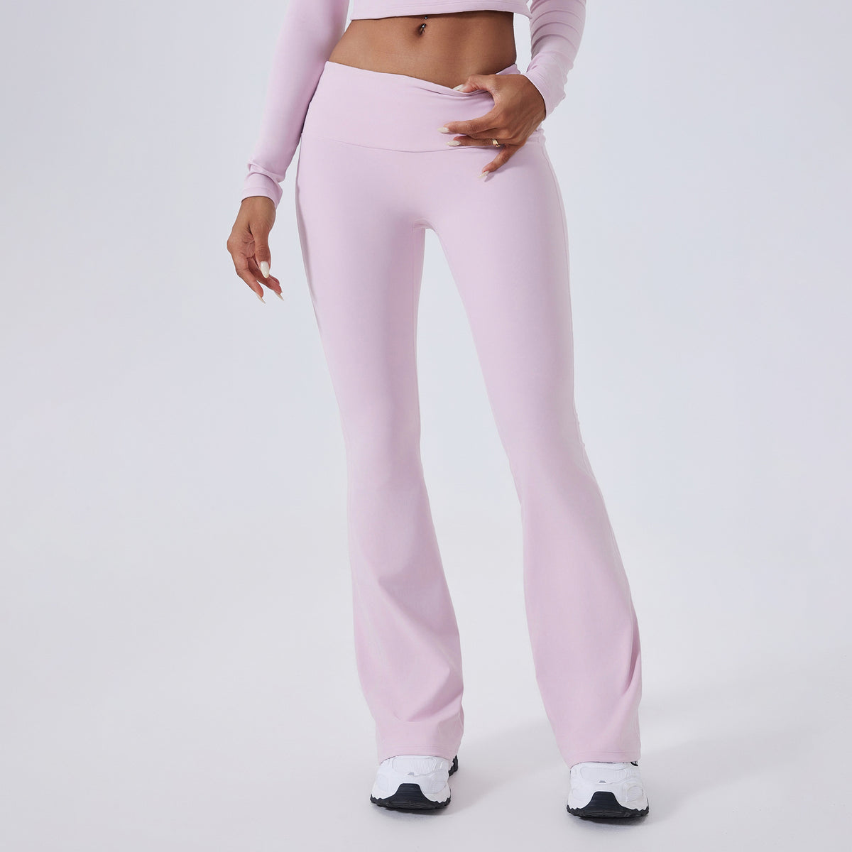 Pantaloni da yoga svasati a vita bassa con texture spazzolata