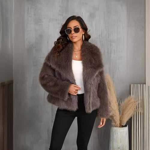 Short and fashionable fox fur coat, fluffy and plush women's clothing - originaledrip 36.00