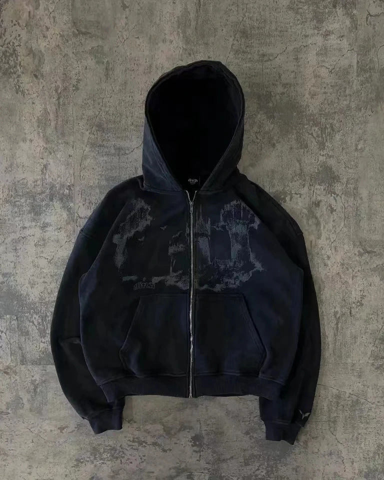 Giacca pullover con cappuccio e cerniera