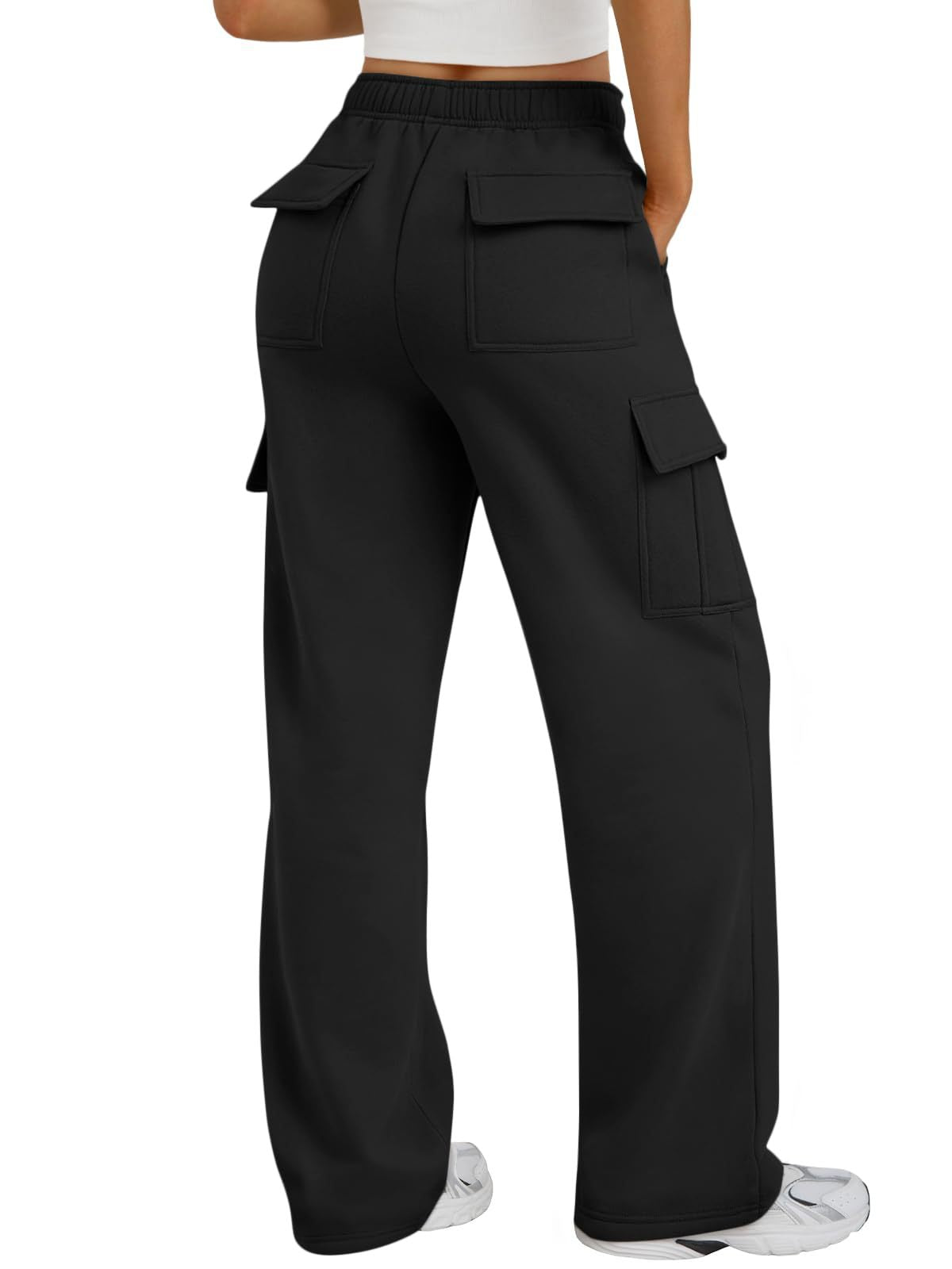 Pantaloni cargo donna a vita alta e gamba larga