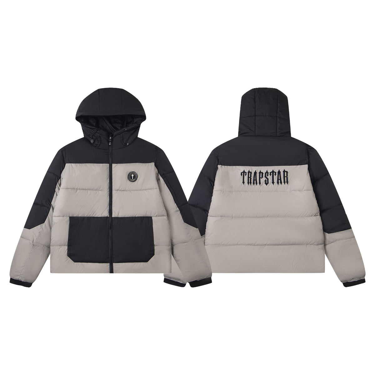 Giacca nera lucida in cotone spesso con piccolo logo