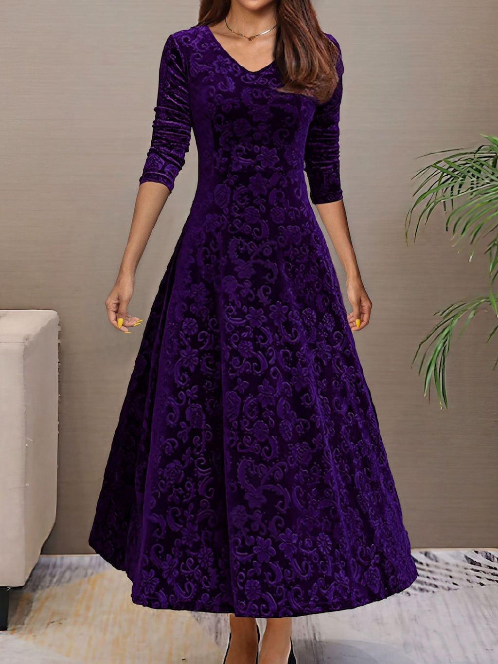 Velvet Midi Dress for Women