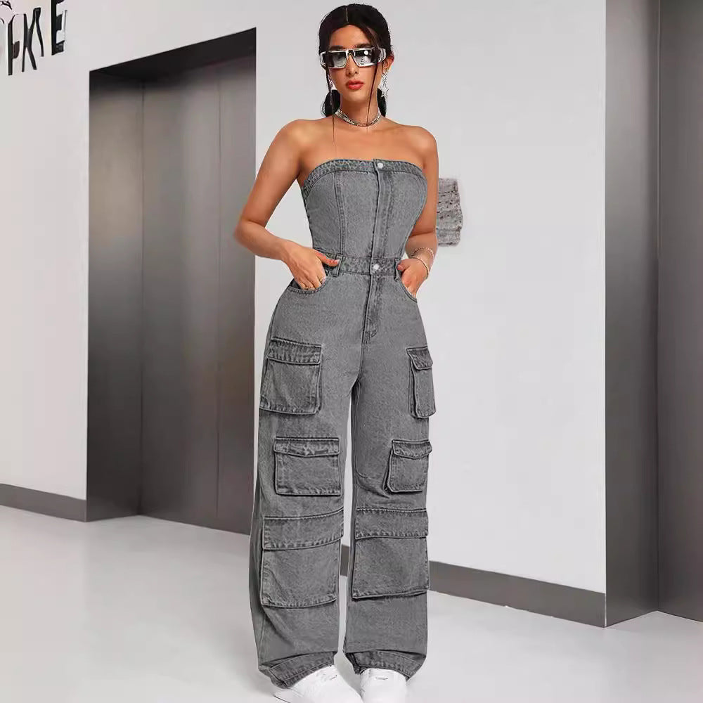 Tuta intera da donna in denim
