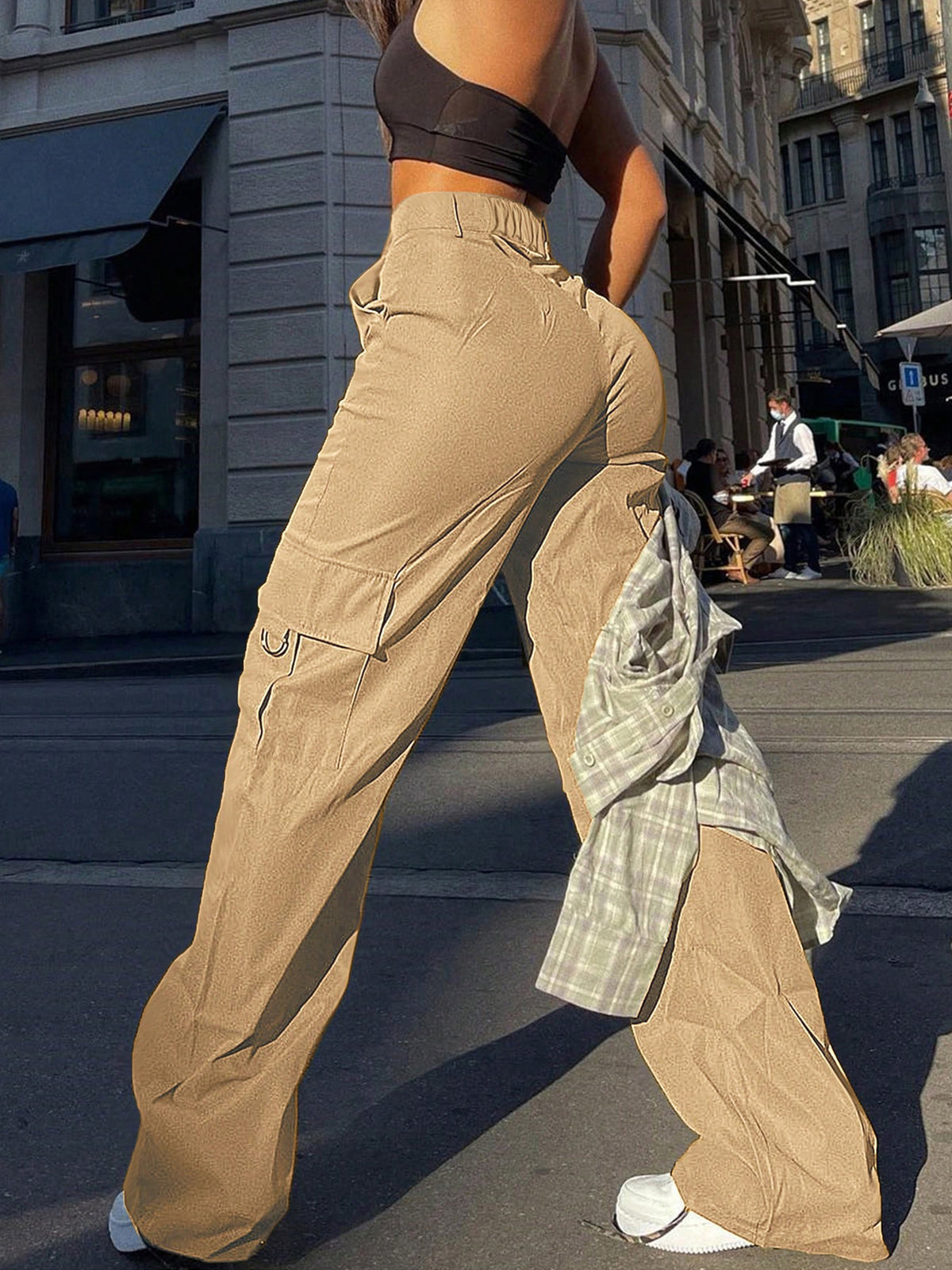 Pantaloni cargo da donna a gamba dritta