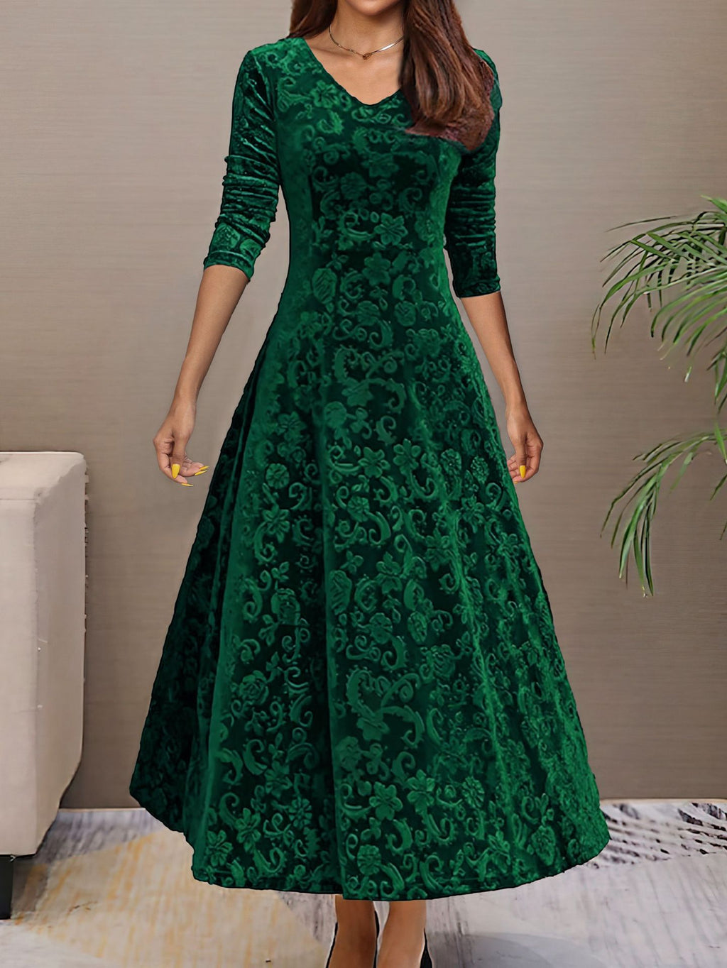 Velvet Midi Dress for Women