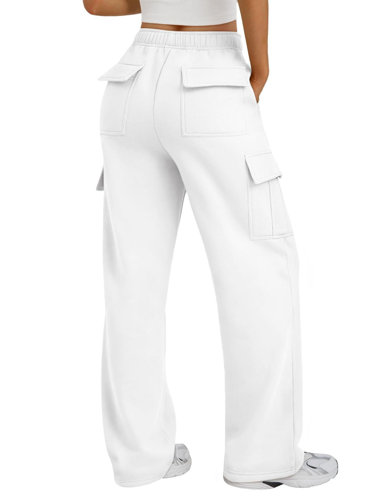 Pantaloni cargo donna a vita alta e gamba larga