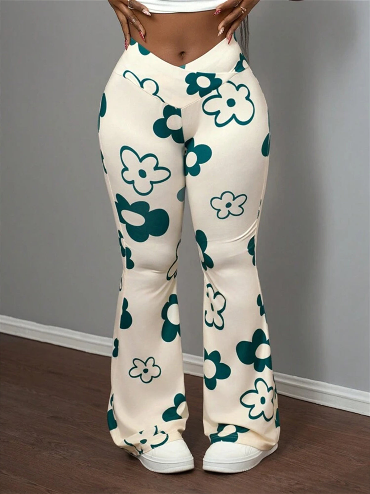Pantaloni casual da donna stampati con vestibilit� elasticizzata