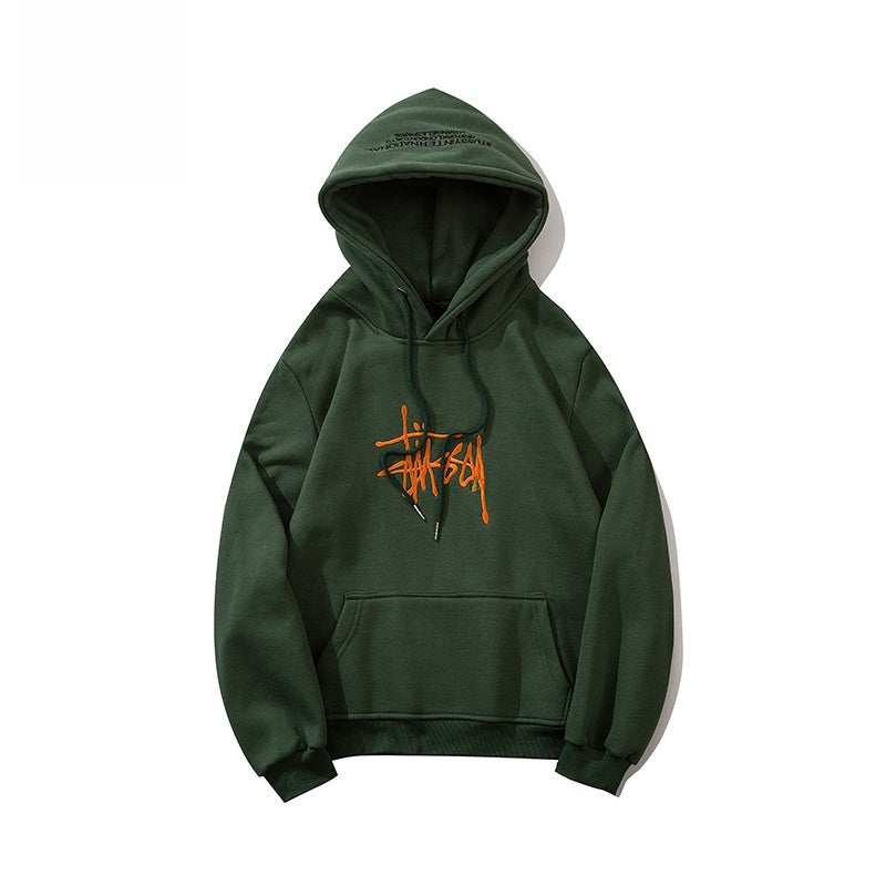 Felpa con Cappuccio Ricamata con Interno in Pile per Uomo e Donna - originaledrip 28.00