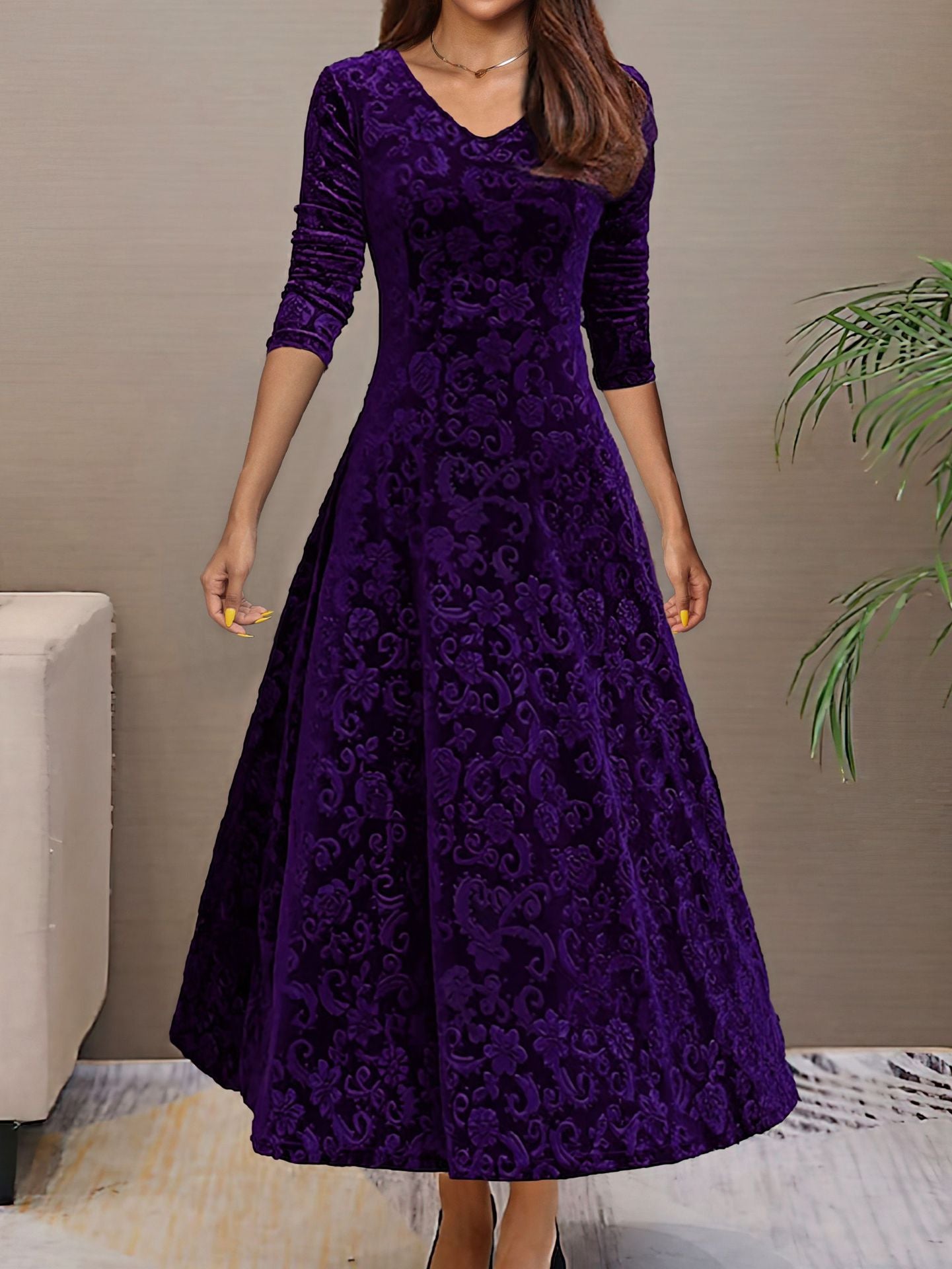 Velvet Midi Dress for Women