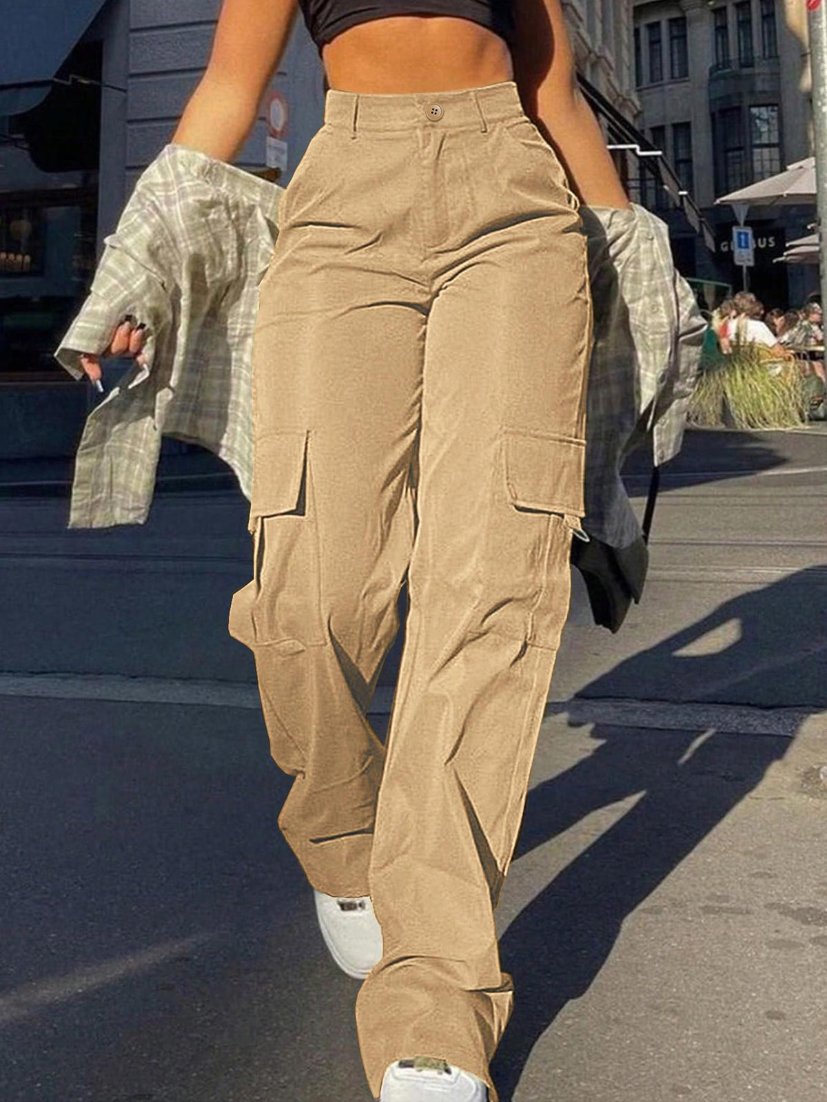 Pantaloni cargo da donna a gamba dritta