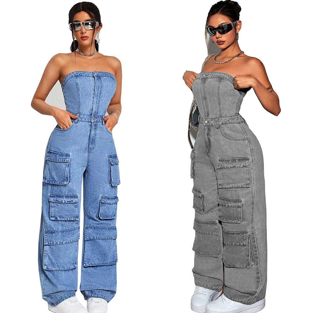 Tuta intera da donna in denim