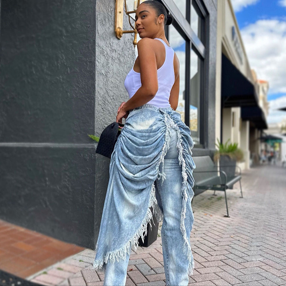 Rounded-leg straight-leg pants - originaledrip 35.00