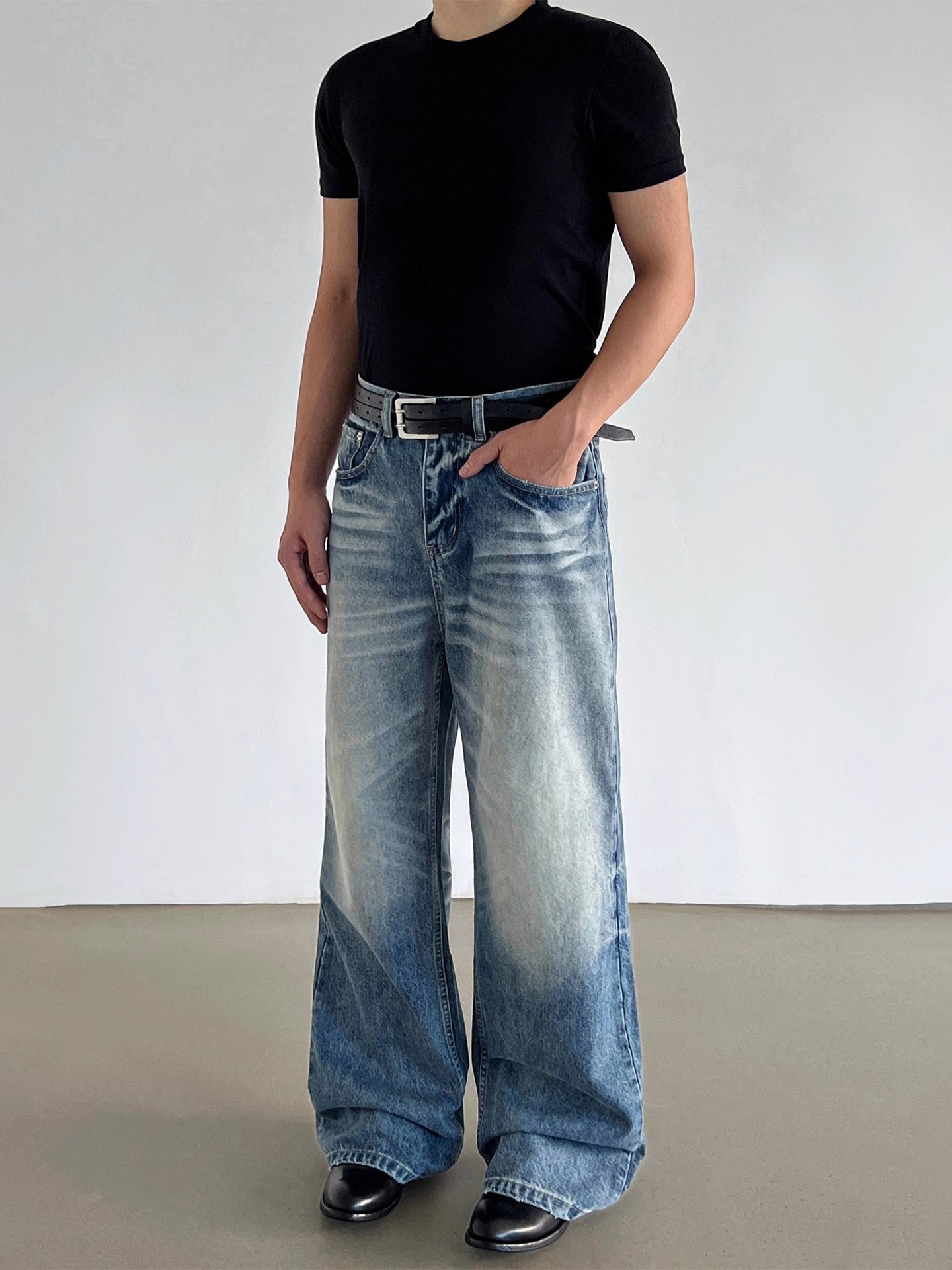 American-Style Washed Denim Jeans for Men - originaledrip 36.00