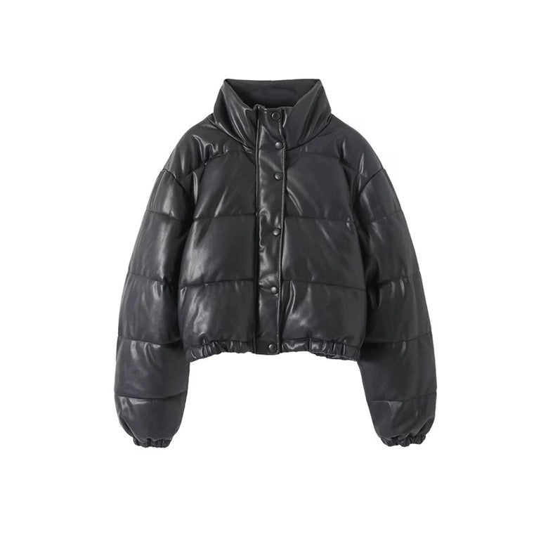 Women's Faux Leather Cotton Jacket - originaledrip Women's Faux Leather Cotton Jacket