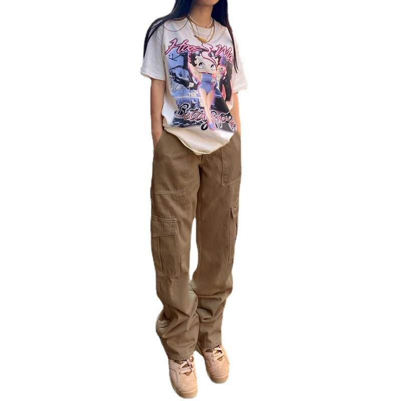 Jeans donna a vita alta e gamba dritta con tasche