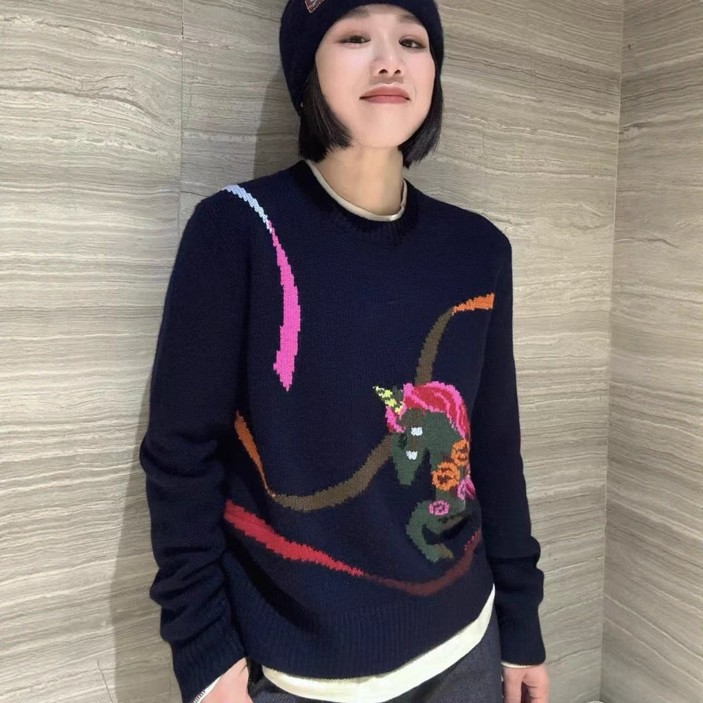 Maglione Invernale Lana Jacquard | Motivi Zodiacali & Giostre