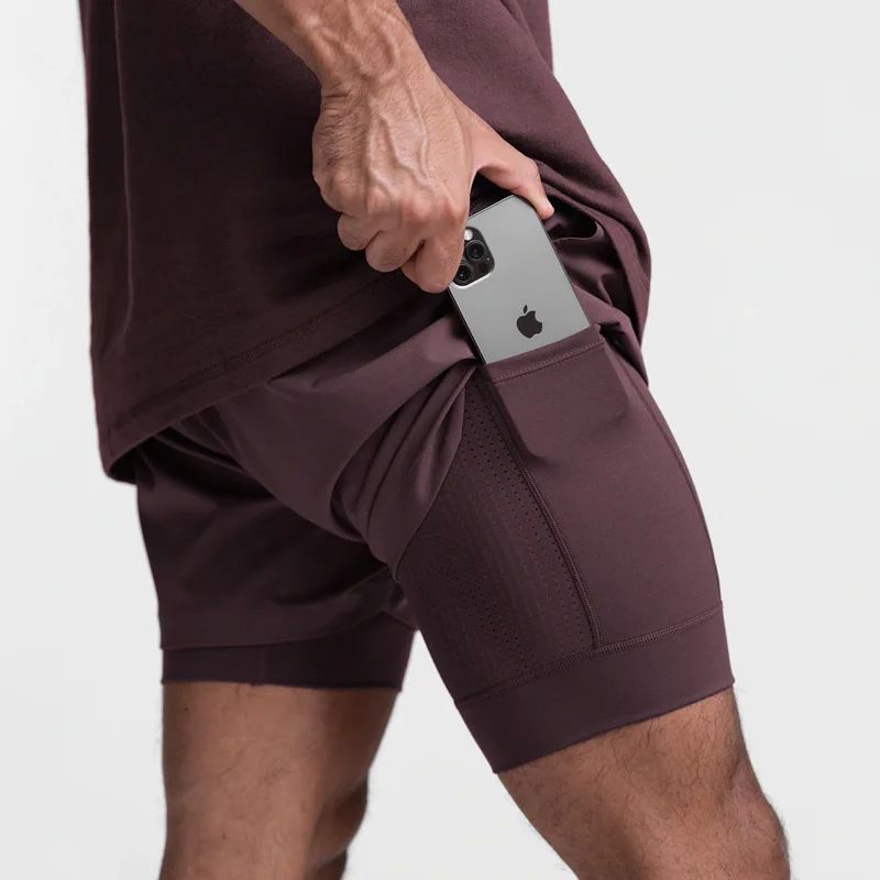 Pantaloncini sportivi da corsa 2 in 1 da uomo