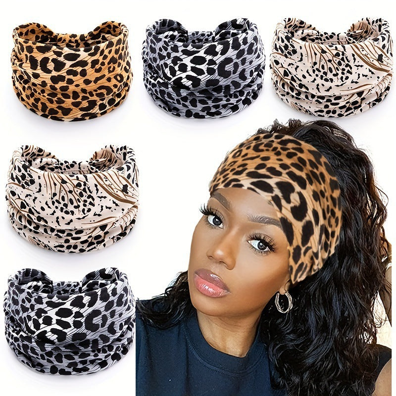 Fascia sportiva elastica leopardata con nodo