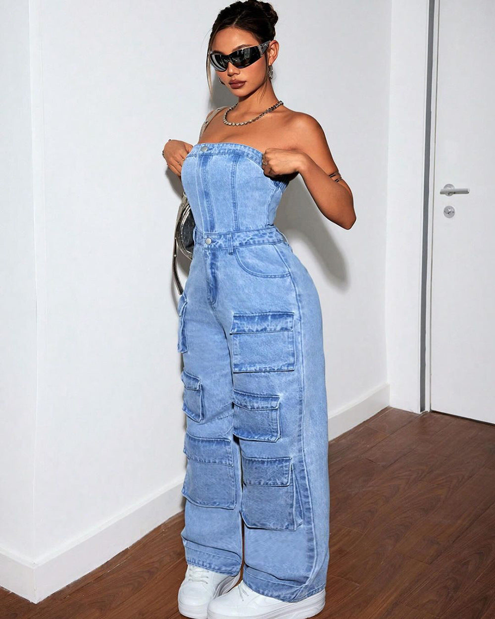 Tuta intera da donna in denim