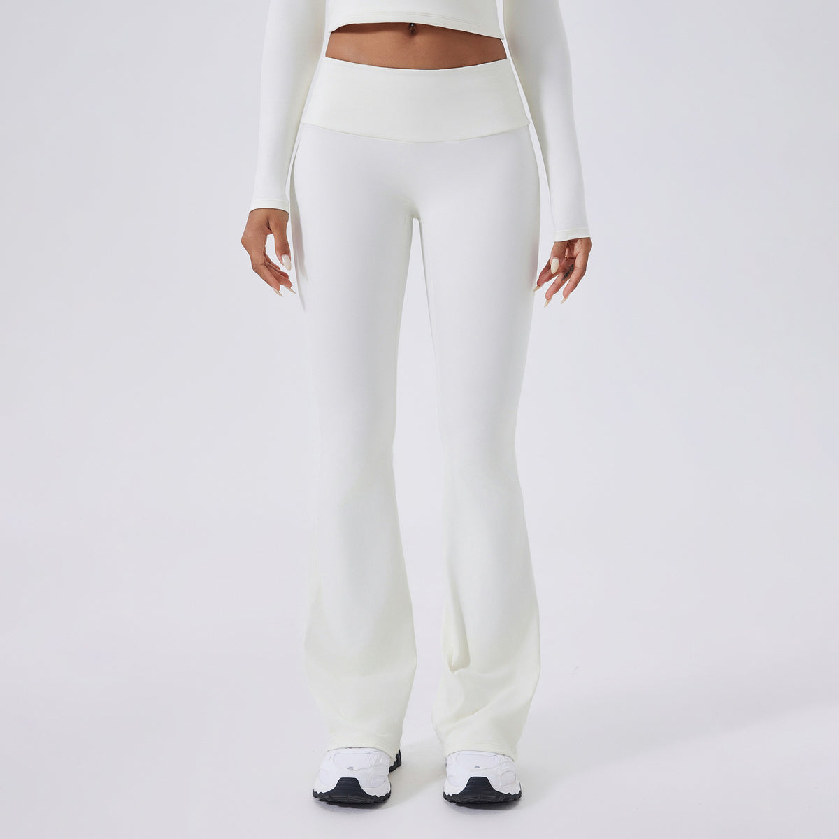 Pantaloni da yoga svasati a vita bassa con texture spazzolata