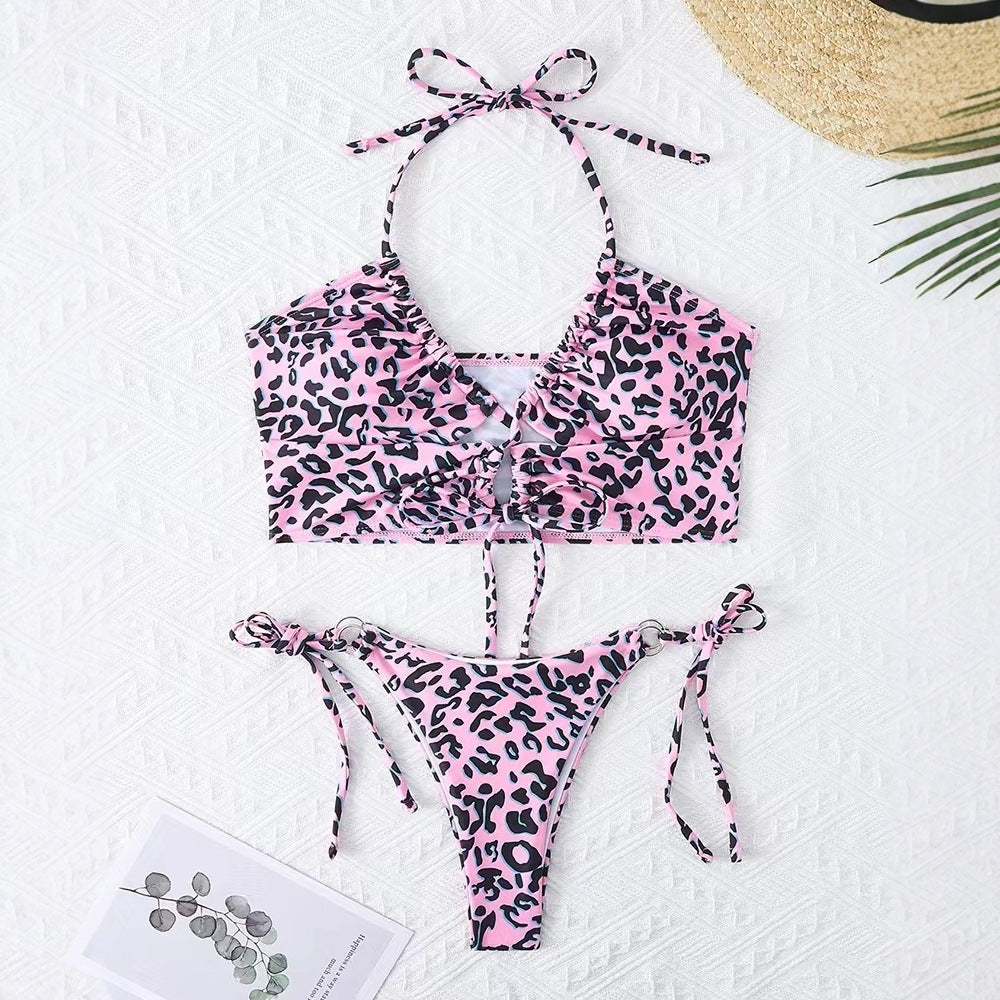 Costume da bagno bikini da donna con stampa leopardata