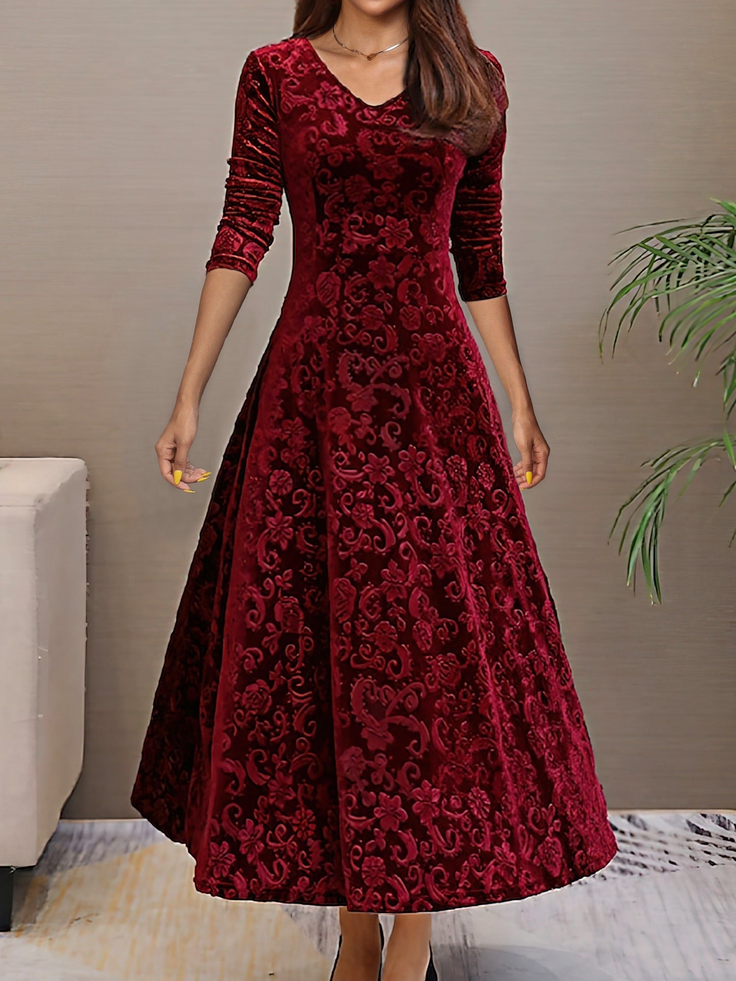 Velvet Midi Dress for Women