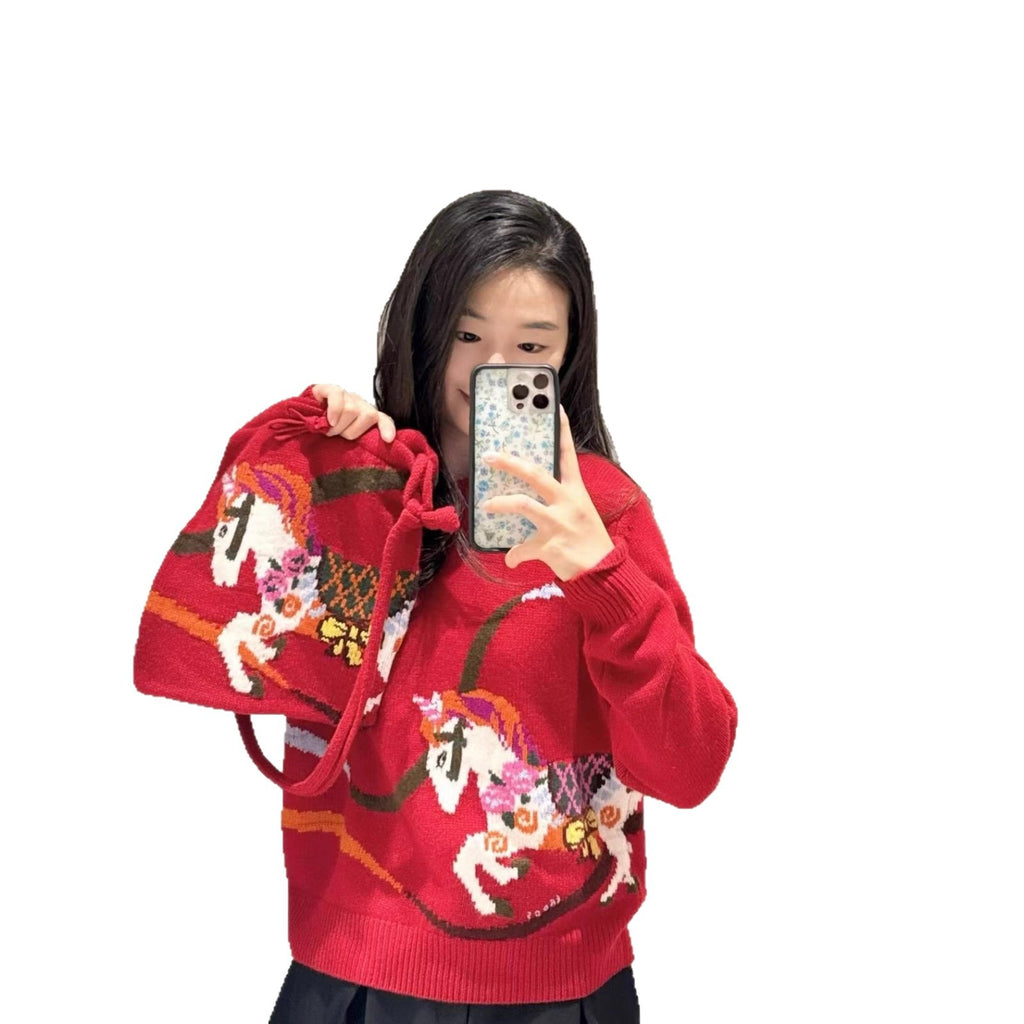 Maglione Invernale Lana Jacquard | Motivi Zodiacali & Giostre