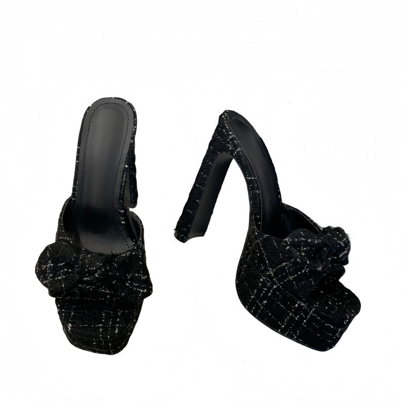 Tweed Style Pink High Heels - originaledrip