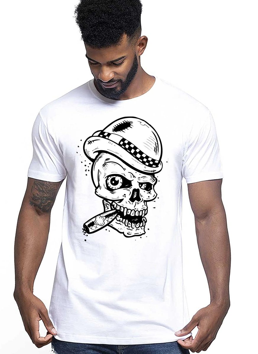 Boss Cigar Skull Zombi Tattoo 9015 T-shirt Urban Men Uomo 100% Cotone Pettinato JK-0