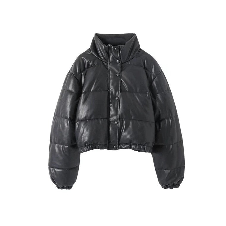 Women's Faux Leather Cotton Jacket - originaledrip Women's Faux Leather Cotton Jacket