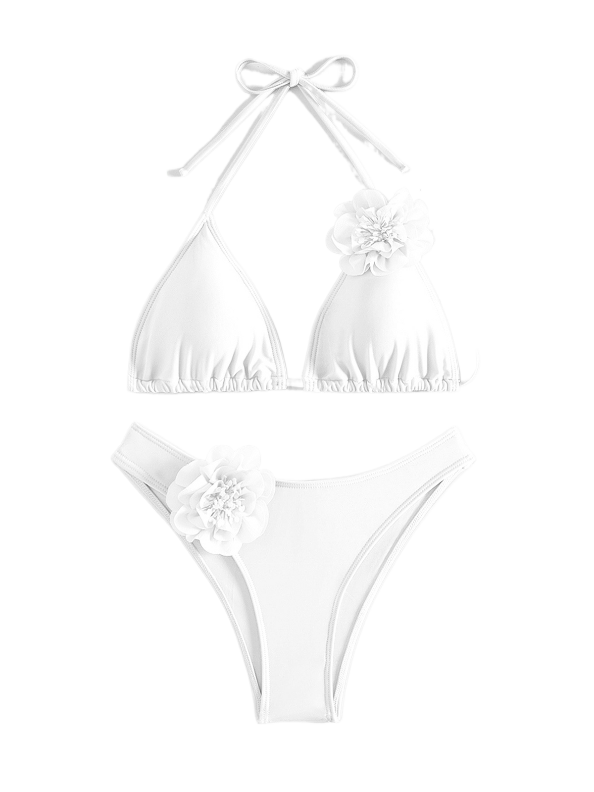 Bikini sexy a tinta unita con stampa floreale tridimensionale