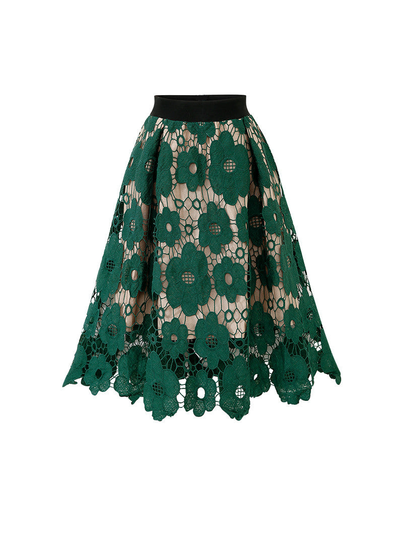 Gonna midi a trapezio in pizzo da donna