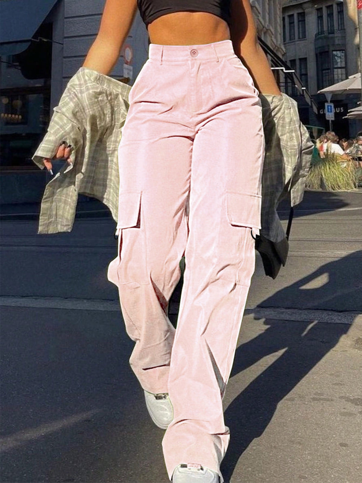 Pantaloni cargo da donna a gamba dritta