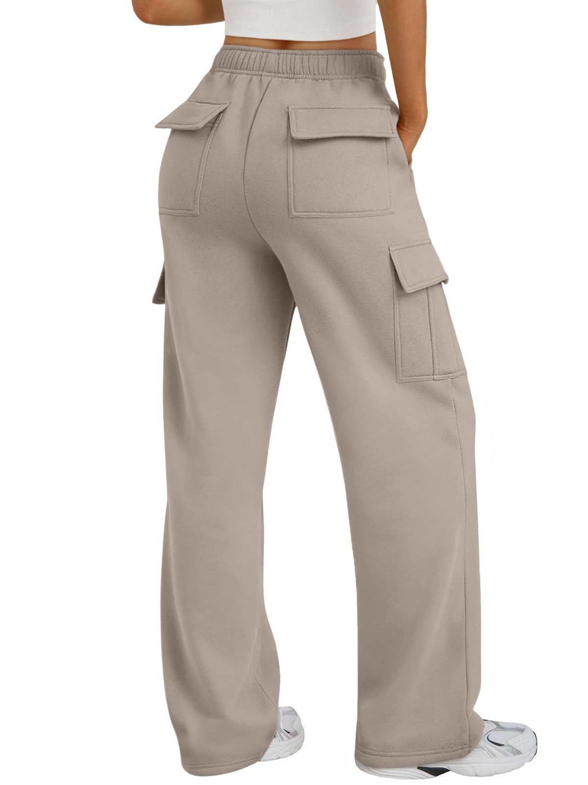 Pantaloni cargo donna a vita alta e gamba larga