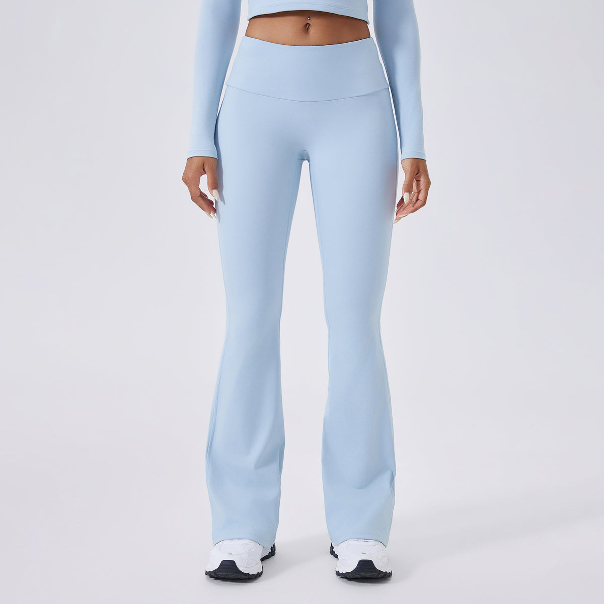 Pantaloni da yoga svasati a vita bassa con texture spazzolata