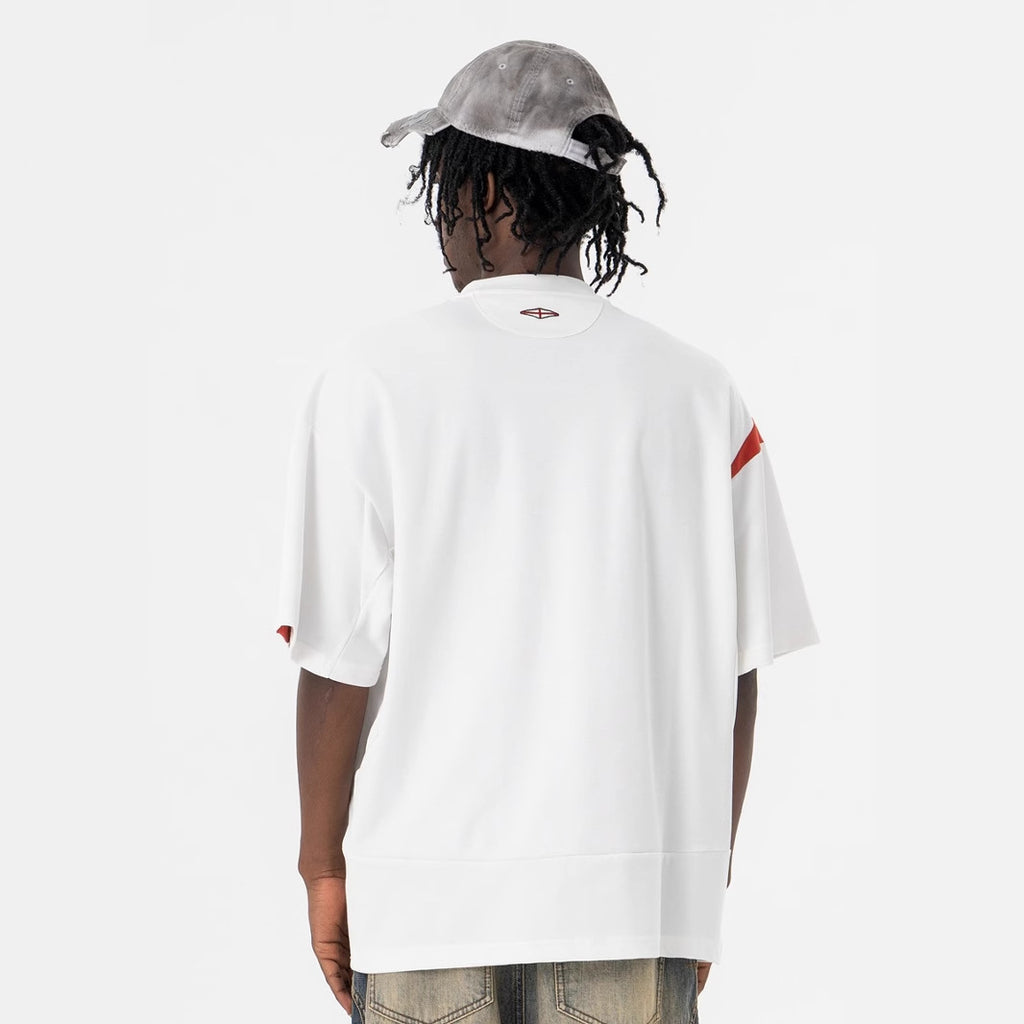 Maglietta sportiva da uomo a collo alto con tinta designer unita