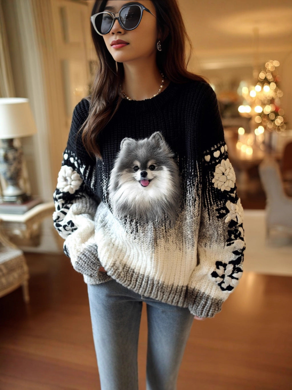 Animal Print Womens Pullover Sweater