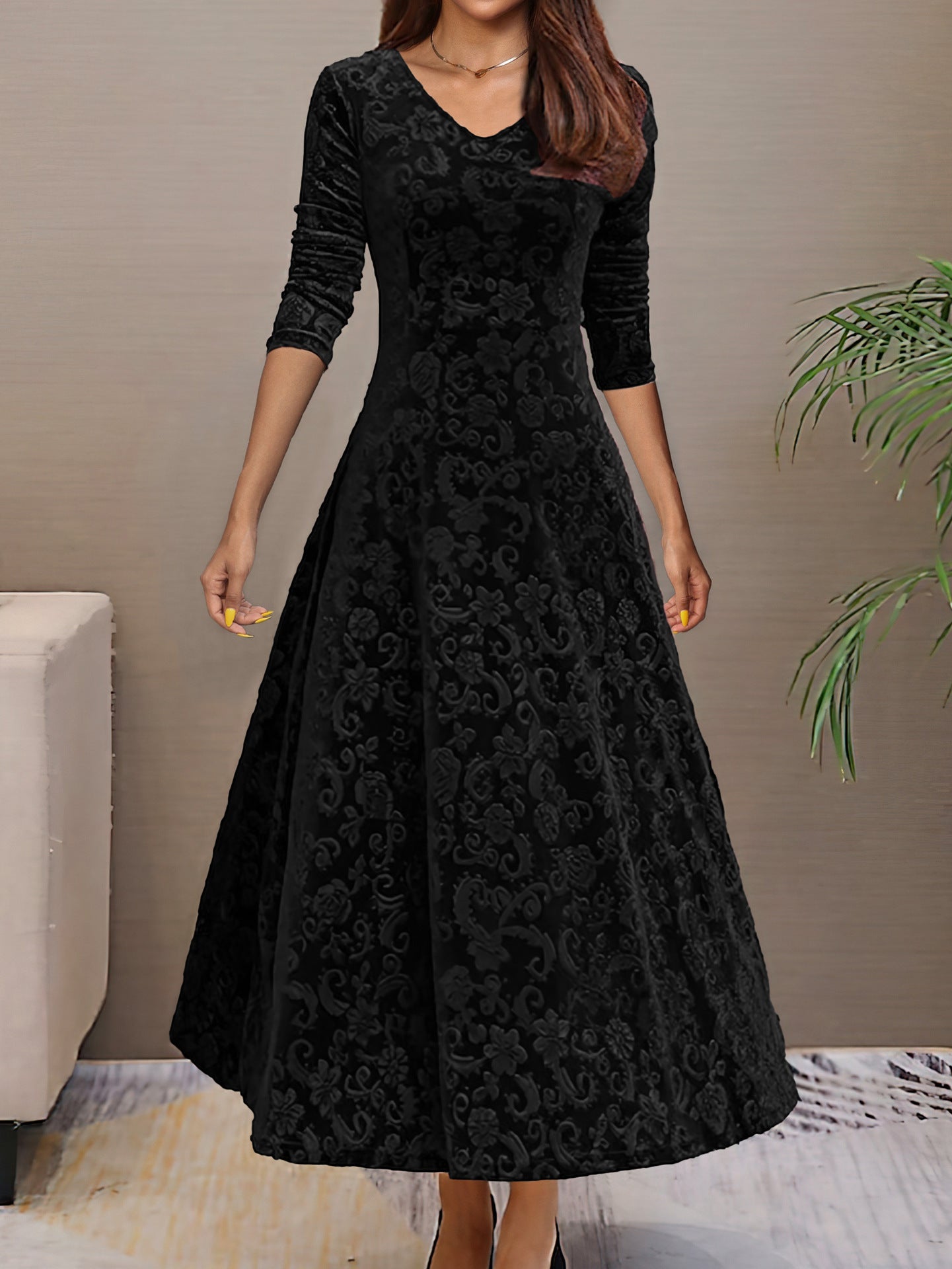 Velvet Midi Dress for Women
