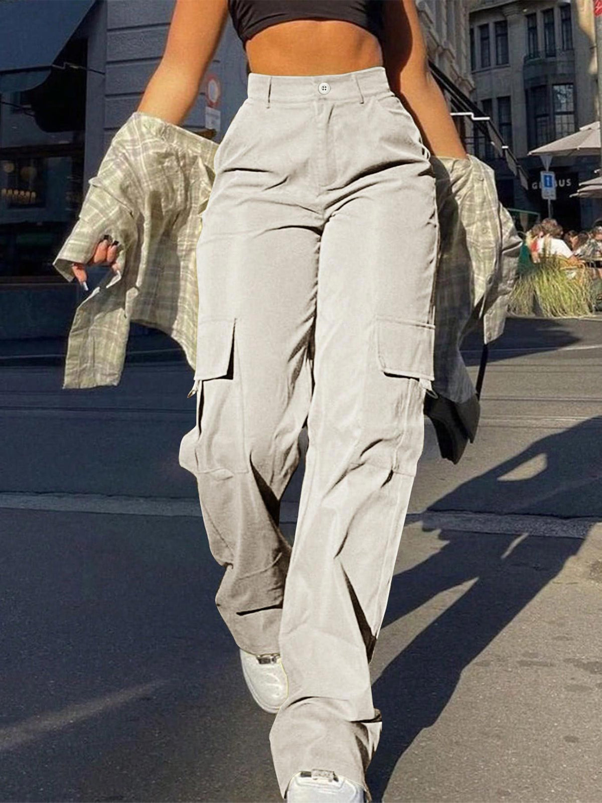 Pantaloni cargo da donna a gamba dritta